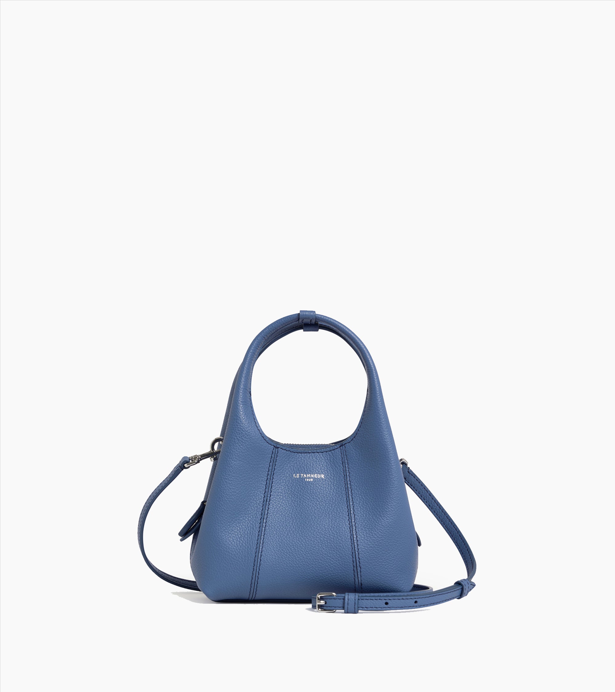 Mini-Handtasche Juliette aus genarbtem Leder Horizontblau