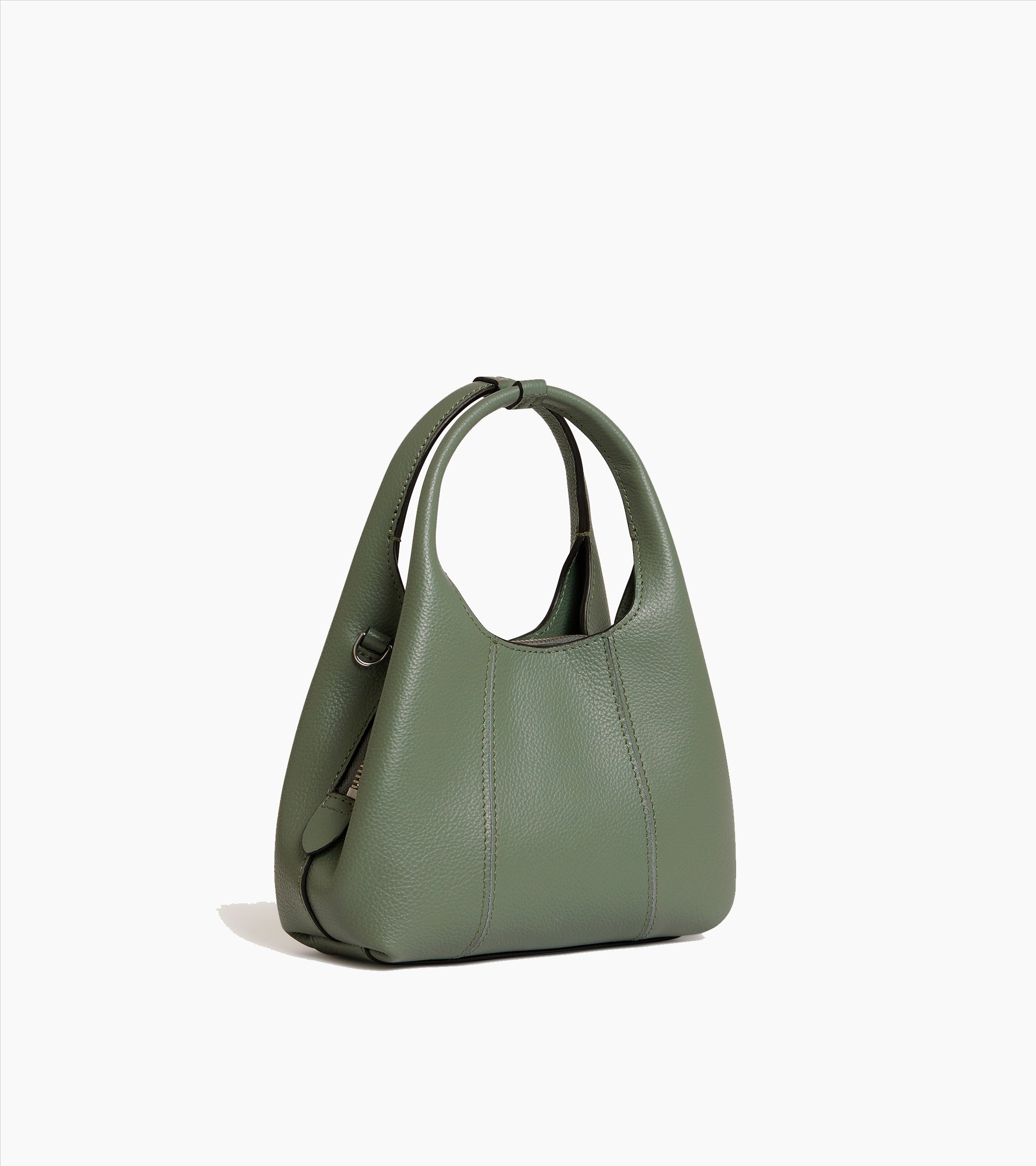 Mini-Handtasche Juliette aus genarbtem Leder Olivengruen