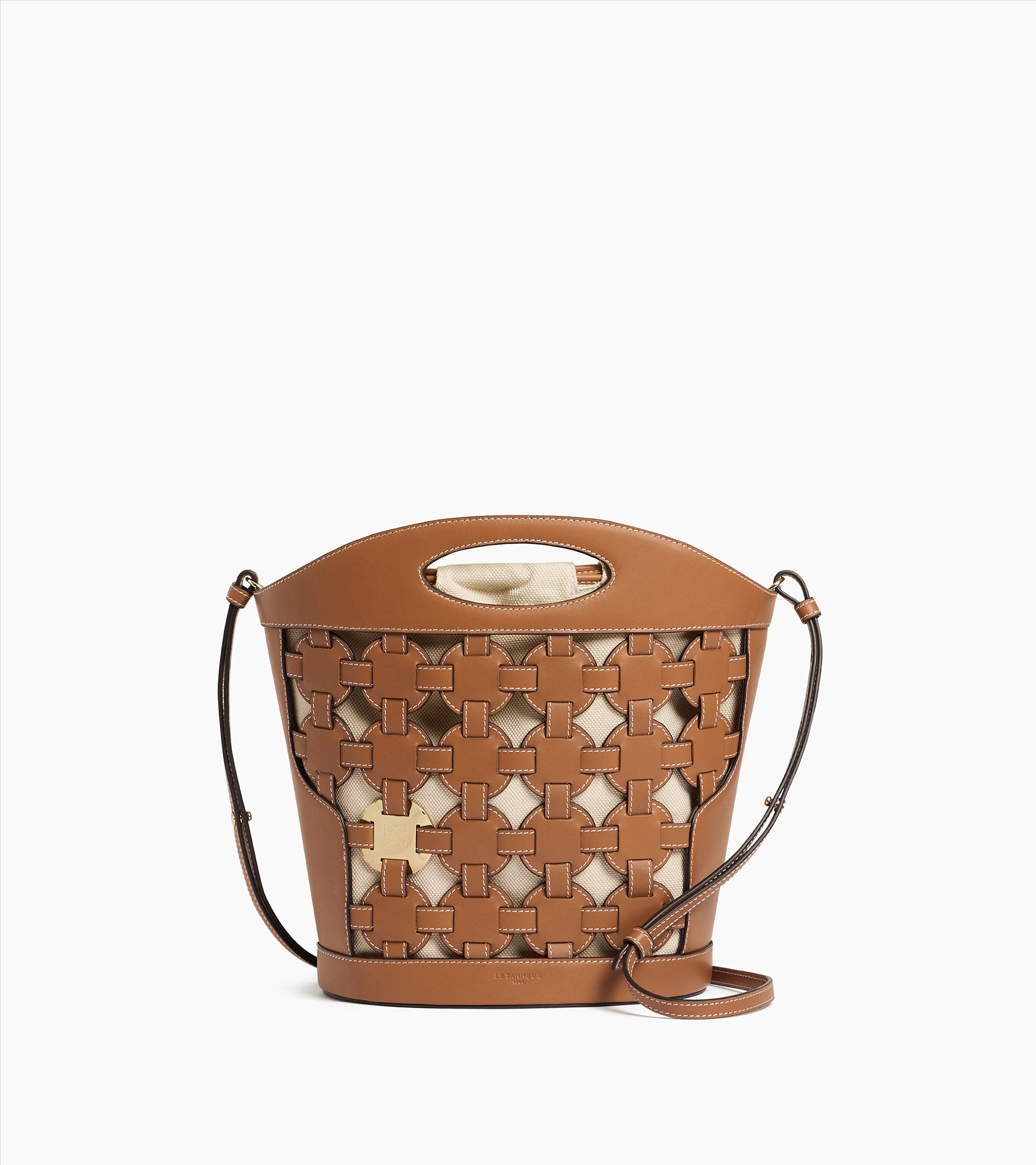 Bucket Bag Le Potier aus Baumwollcanvas und glattem Leder